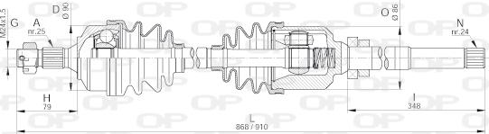 Open Parts DRS6247.00 - Приводной вал autospares.lv