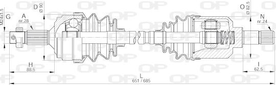 Open Parts DRS6254.00 - Приводной вал autospares.lv