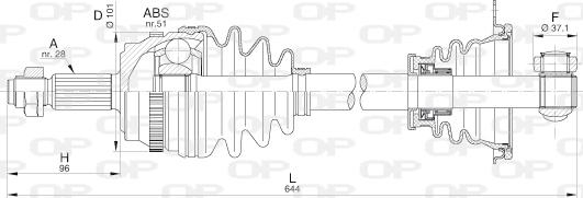 Open Parts DRS6209.00 - Приводной вал autospares.lv