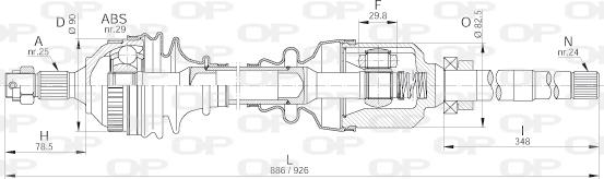 Open Parts DRS6201.00 - Приводной вал autospares.lv