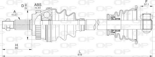 Open Parts DRS6213.00 - Приводной вал autospares.lv