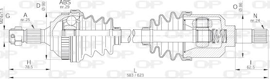 Open Parts DRS6235.00 - Приводной вал autospares.lv