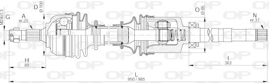 Open Parts DRS6229.00 - Приводной вал autospares.lv