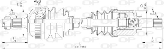 Open Parts DRS6220.00 - Приводной вал autospares.lv