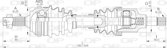 Open Parts DRS6222.00 - Приводной вал autospares.lv