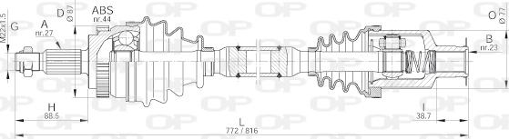 Open Parts DRS6227.00 - Приводной вал autospares.lv