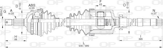 Open Parts DRS6273.00 - Приводной вал autospares.lv