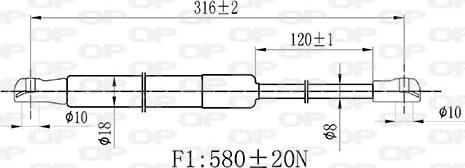 Open Parts GSR6521.00 - Газовая пружина, капот autospares.lv