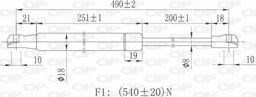 Open Parts GSR6039.00 - Газовая пружина, упор autospares.lv