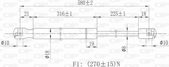 Open Parts GSR6158.00 - Газовая пружина, капот autospares.lv