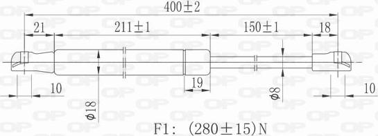 Open Parts GSR6186.00 - Газовая пружина, капот autospares.lv