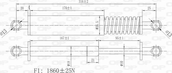 Open Parts GSR6125.00 - Газовая пружина, упор autospares.lv