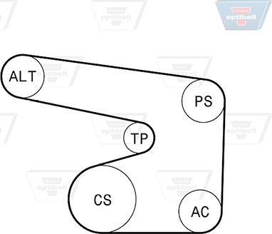 Optibelt 6 PK 1900KT1 - Поликлиновый ременный комплект autospares.lv
