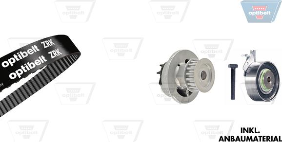 Optibelt KT 1002 W2 - Водяной насос + комплект зубчатого ремня ГРМ autospares.lv