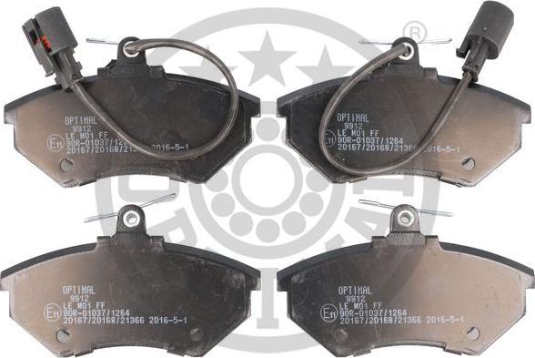 Optimal 9912 - Тормозные колодки, дисковые, комплект autospares.lv