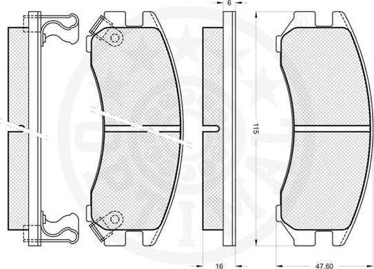 Optimal 9445 - Тормозные колодки, дисковые, комплект autospares.lv