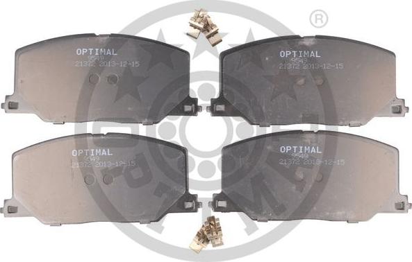 Optimal 9549 - Тормозные колодки, дисковые, комплект autospares.lv