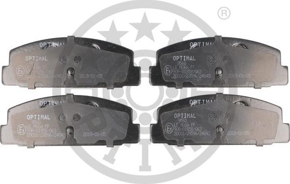 Optimal 9560 - Тормозные колодки, дисковые, комплект autospares.lv