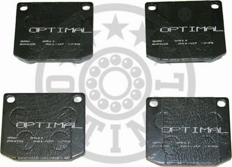 Optimal 9511 - Тормозные колодки, дисковые, комплект autospares.lv