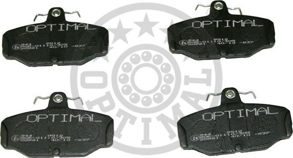 Optimal 9512 - Тормозные колодки, дисковые, комплект autospares.lv