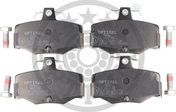Optimal 9690 - Тормозные колодки, дисковые, комплект autospares.lv