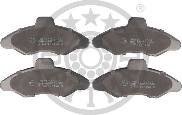 Optimal 9664 - Тормозные колодки, дисковые, комплект autospares.lv