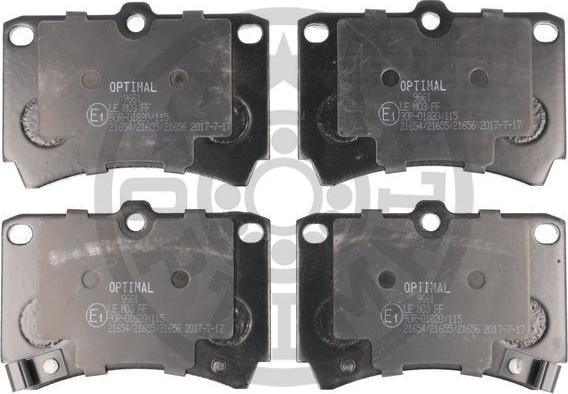 Optimal 9661 - Тормозные колодки, дисковые, комплект autospares.lv