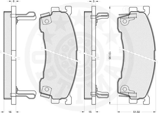 Optimal 9811 - Тормозные колодки, дисковые, комплект autospares.lv