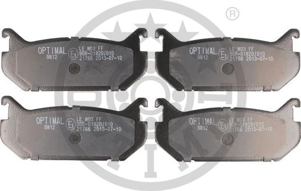 Optimal 9812 - Тормозные колодки, дисковые, комплект autospares.lv