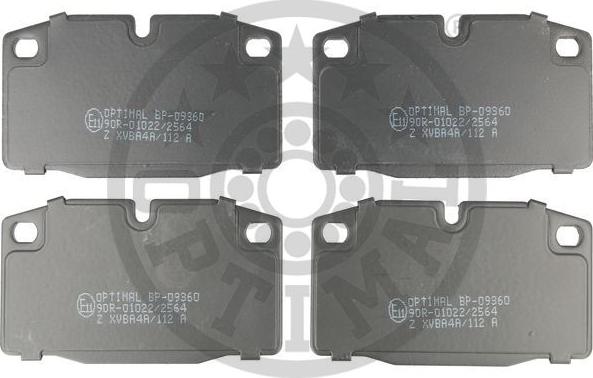 Optimal 9360 - Тормозные колодки, дисковые, комплект autospares.lv