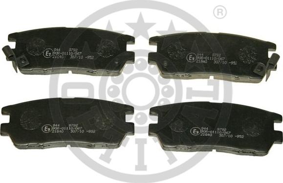 Optimal 9792 - Тормозные колодки, дисковые, комплект autospares.lv