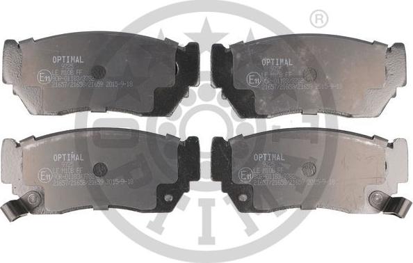 Optimal 9725 - Тормозные колодки, дисковые, комплект autospares.lv