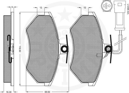 Optimal 9775 - Тормозные колодки, дисковые, комплект autospares.lv