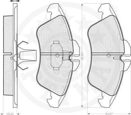 Optimal 10050 - Тормозные колодки, дисковые, комплект autospares.lv