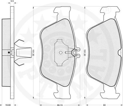 Optimal 10063 - Тормозные колодки, дисковые, комплект autospares.lv