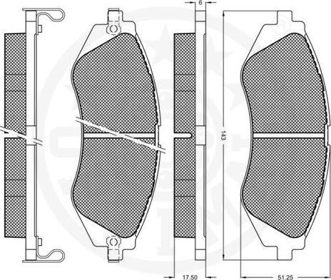 Optimal 10195 - Тормозные колодки, дисковые, комплект autospares.lv