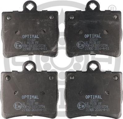 Optimal 10169 - Тормозные колодки, дисковые, комплект autospares.lv