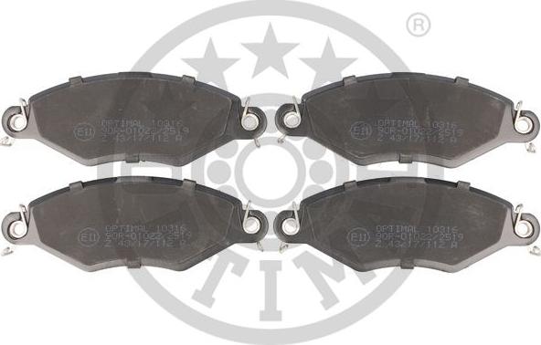 Optimal 10316 - Тормозные колодки, дисковые, комплект autospares.lv