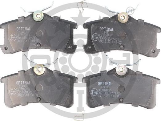 Optimal 12493 - Тормозные колодки, дисковые, комплект autospares.lv