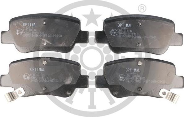 Optimal 12414 - Тормозные колодки, дисковые, комплект autospares.lv