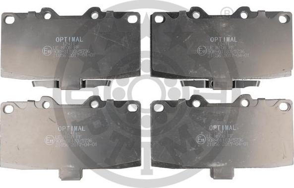 Optimal 12411 - Тормозные колодки, дисковые, комплект autospares.lv