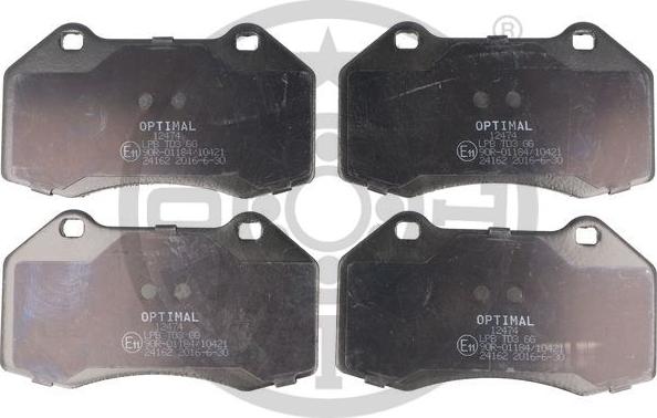 Optimal BP-12474 - Тормозные колодки, дисковые, комплект autospares.lv