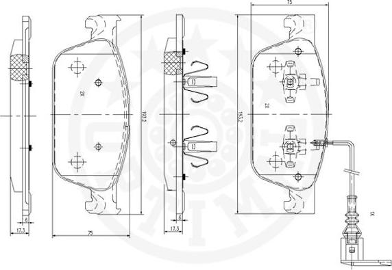 Optimal 12545 - Тормозные колодки, дисковые, комплект autospares.lv