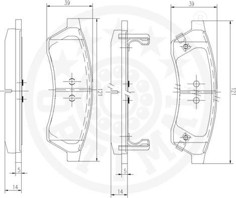 Optimal 12564 - Тормозные колодки, дисковые, комплект autospares.lv