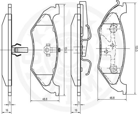 Optimal 12571 - Тормозные колодки, дисковые, комплект autospares.lv