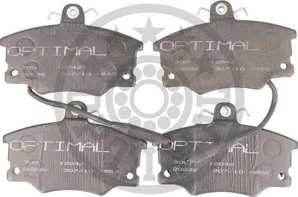 Optimal 12042 - Тормозные колодки, дисковые, комплект autospares.lv