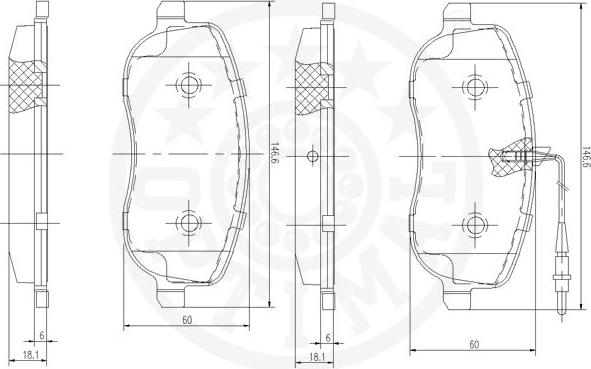 Optimal 12144 - Тормозные колодки, дисковые, комплект autospares.lv