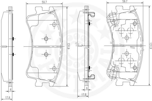 Optimal 12163 - Тормозные колодки, дисковые, комплект autospares.lv