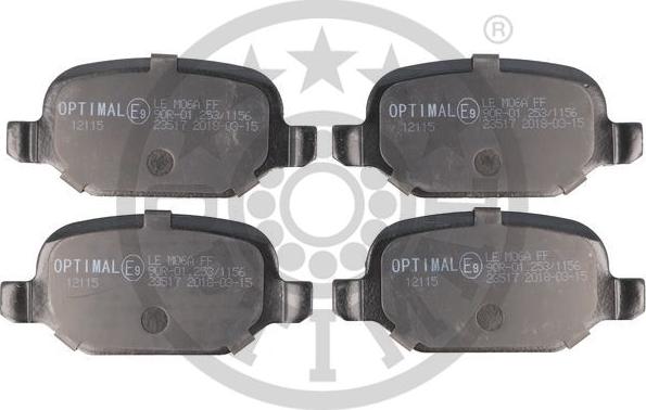 Optimal 12115 - Тормозные колодки, дисковые, комплект autospares.lv