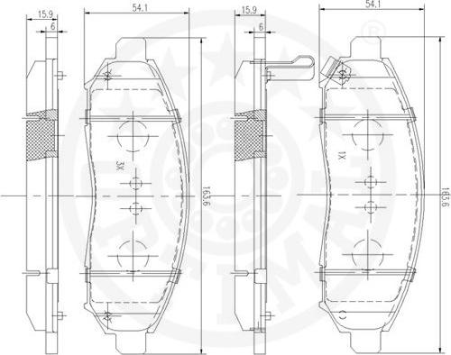 Optimal 12346 - Тормозные колодки, дисковые, комплект autospares.lv